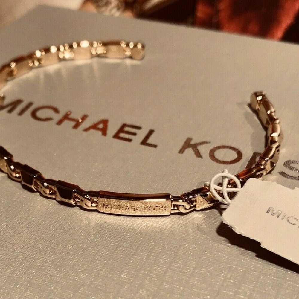🎁 $175 MICHAEL KORS Mercer Link 14K Rse Gold Cuff